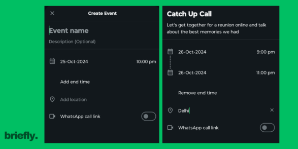 how to create an event on WhatsApp, WhatsApp Group event details