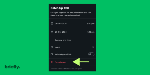 How to cancel event WhatsApp group 